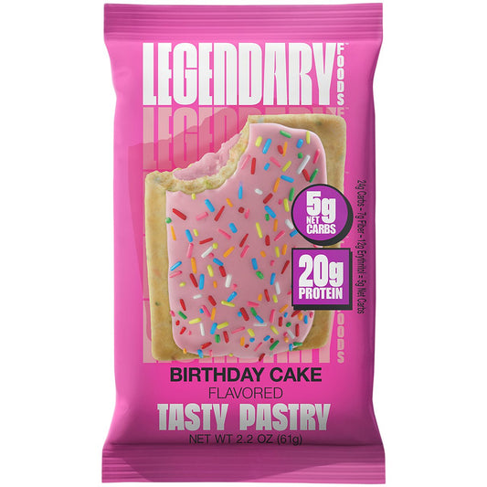 Tasty Pastry Cake Style - Low Carb, Zero Added Sugar, Keto-Friendly - Birthday Cake (10 On-the-Go Pastries)