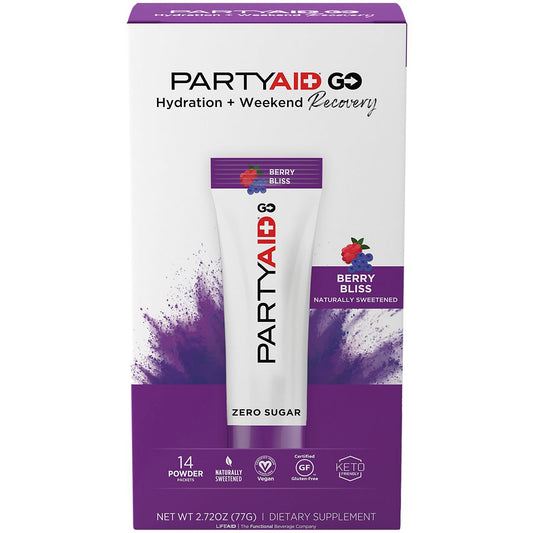 PartyAid Go Hydration + Recovery Keto Friendly - Berry (14 Powder Packets)