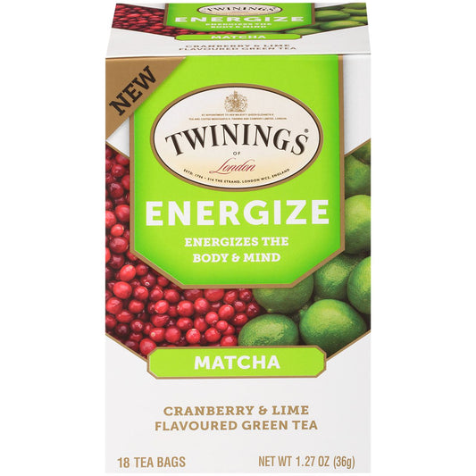 Matcha, Cranberry & Lime Green Tea - Energizes the Mind & Body (18 Tea Bags)