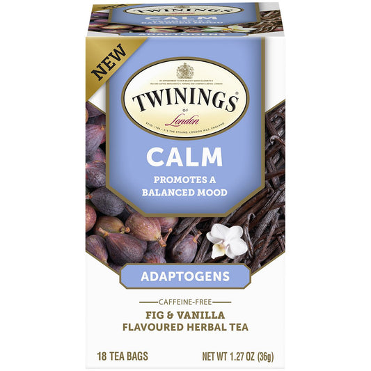 Fig & Vanilla Herbal Tea for Calm - Supports a Balanced Mood with Adaptogens (18 Tea Bags)