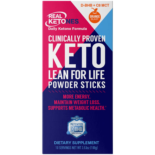 D-BHB + C8 MCT Keto Powder Sticks Supports Energy and Metabolic Health - Orange (10 Servings)