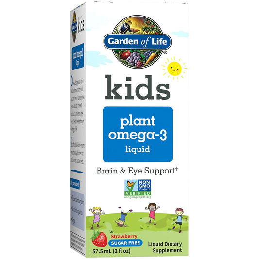 Kids Plant Omega-3 Liquid - Supports Brain & Eye Health - Strawberry (2 Ounces)