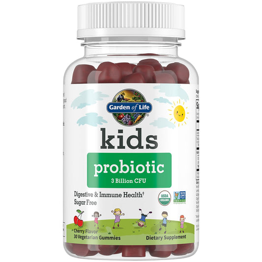 Organic Kids Probiotic Gummies for Digestive & Immune Health - 3 Billion CFUs - Cherry (30 Gummies)
