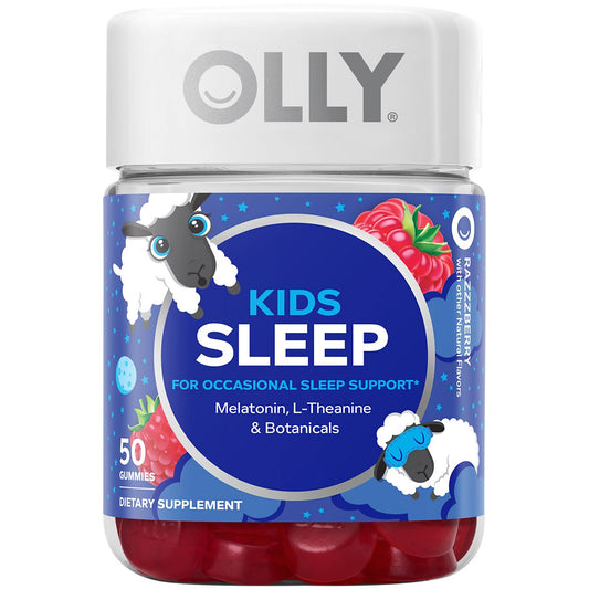 Kids Sleep Gummies - Sleep Support with Melatonin & L-Theanine - Razzzberry (50 Gummies)