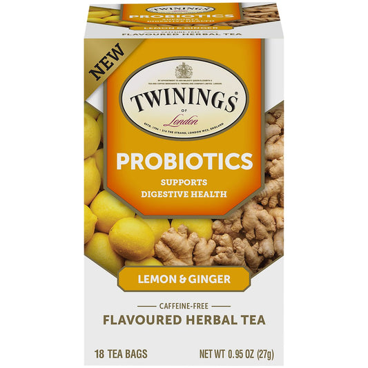 Probiotics Tea - Supports Digestive Health - Lemon & Ginger (18 Tea Bags)