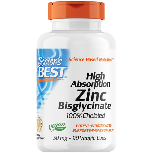 High Absorption Zinc Bisglycinate - Immune Support - 50 MG (90 Capsules)