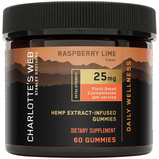 Hemp Extract Gummies for Daily Wellness - 25 MG - Raspberry Lime (60 Gummies)