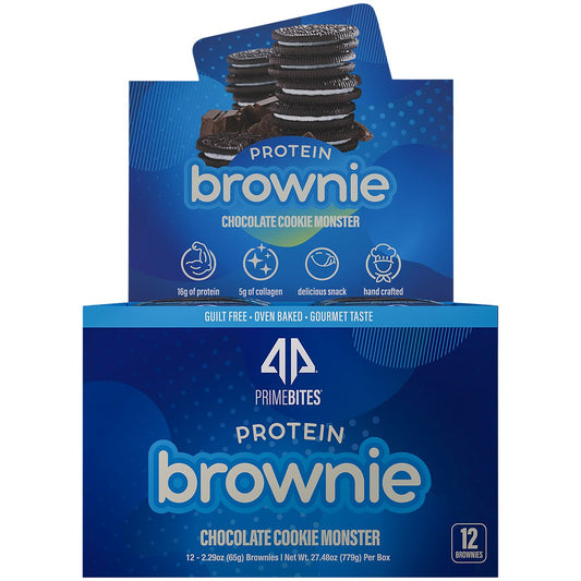 PrimeBites Protein Brownies - Chocolate Cookie Monster (12 Brownies)