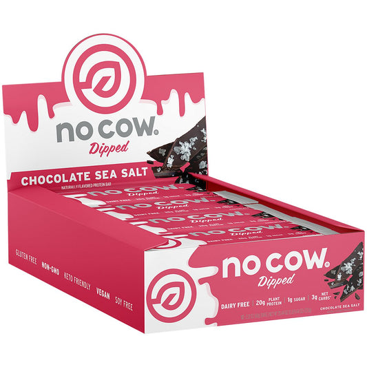 No Cow Vegan Dipped Protein Cookies - Chocolate Sea Salt (12 Cookies)