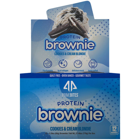 PrimeBites Protein Brownies - Cookies & Cream Blondie (12 Brownies)