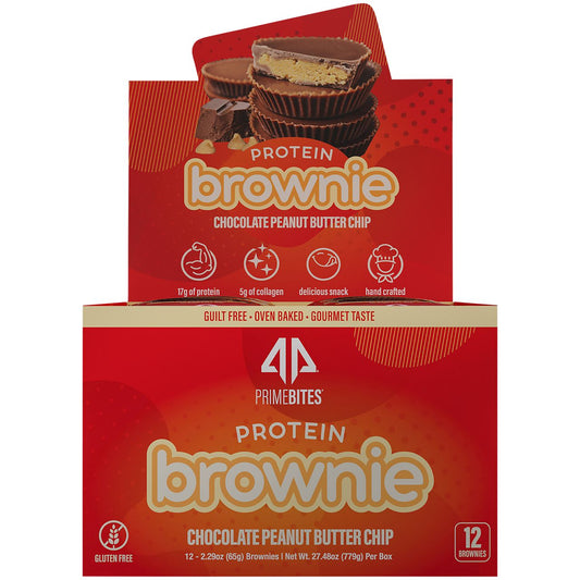 PrimeBites Protein Brownie - Chocolate Peanut Butter Chip (12 Brownies)