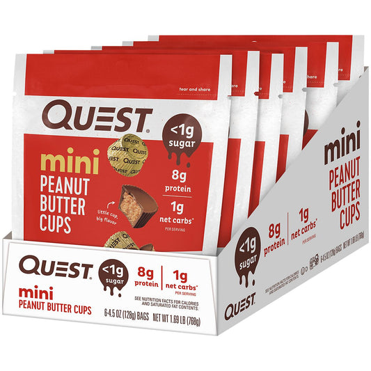 Quest Mini Protein Cups - Peanut Butter (6 Bags /16 Cups Per Bag)