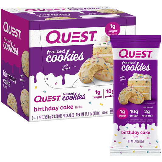 Quest Frosted Cookies - Birthday Cake (16 Cookies)