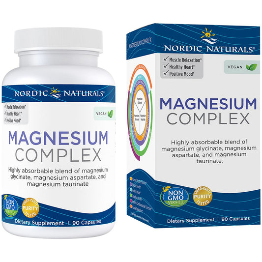Magnesium Complex Blend of Glycinate, Aspartate & Taurinate - Supports Muscle Relaxation (90 Capsules)