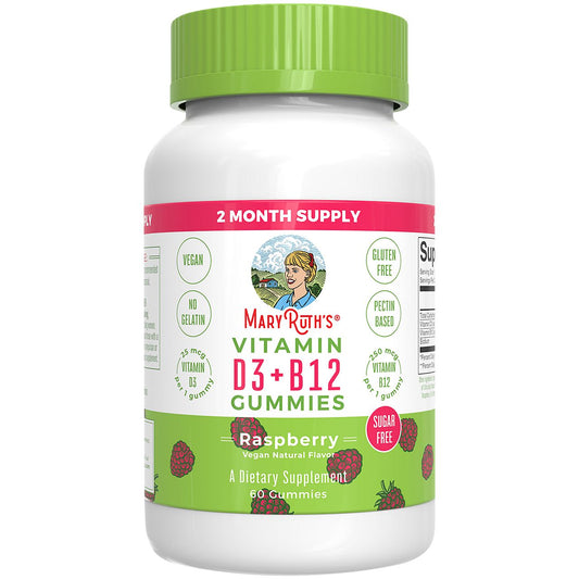 Vitamin D3 + B12 Gummies - Bone Health & Immune Support - Raspberry (60 Gummies)