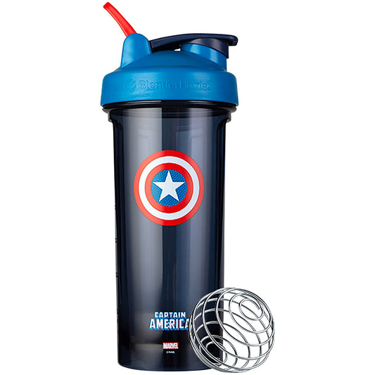 Pro28 Series Shaker Bottle with Wire Whisk BlenderBall Clear - Marvel Captain America (28 Fl. Oz. Capacity)