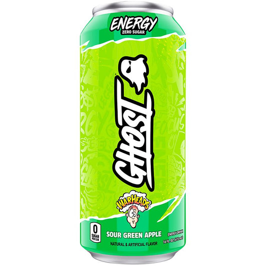 GHOST Energy Drink - Zero Sugar - Sour Green Apple (12 Drinks, 16 Fl Oz. Each)
