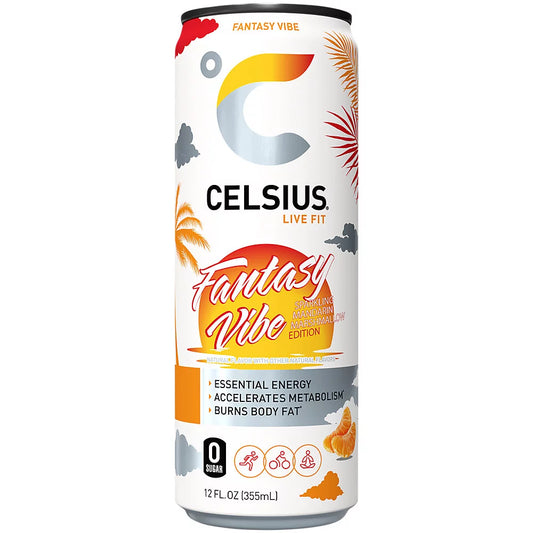 Celsius Sparkling Energy Drink with MetaPlus Formula - Fantasy Vibe (12 Drinks, 12 Fl Oz. Each)