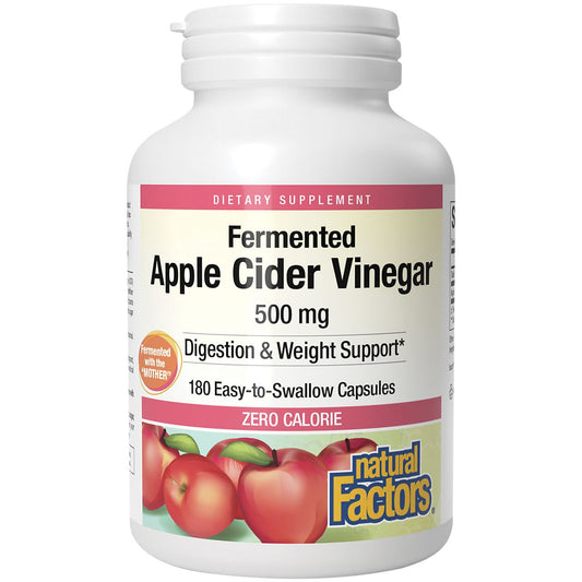 Apple Cider Vinegar - Easy to Swallow - 500 MG (180 Capsules)