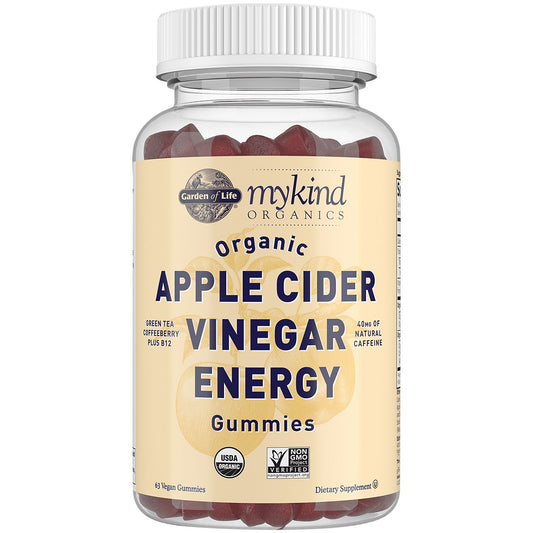 Organic Apple Cider Vinegar Energy Gummies with Vitamin B12 - Boost Energy & Sharpen Focus (63 Gummies)