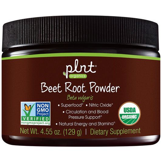 Organic Beet Root Powder with Nitric Oxide - Natural Energy & Healthy Blood Pressure (4.55 oz./30 Servings)