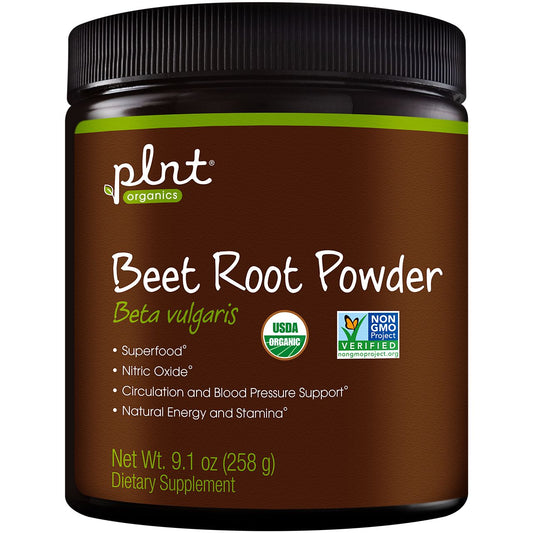 Organic Beet Root Powder with Nitric Oxide - Natural Energy & Healthy Blood Pressure (9.1 oz./60 Servings)
