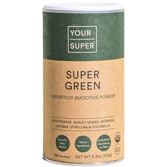 Organic Super Green Superfood Smoothie Powder - Plant-Based Drink Mix to Support Overall Health (5.3 Oz. / 30 Servings)