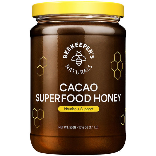 Cacao Superfood Honey - Raw Honey Blend with Beneficial Enzymes (17.6 Ounces / 24 Servings)