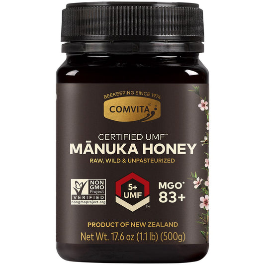 UMF 5+ Manuka Honey - Raw, Wild & Unpasteurized - MGO 83+ (17.6 Ounces)
