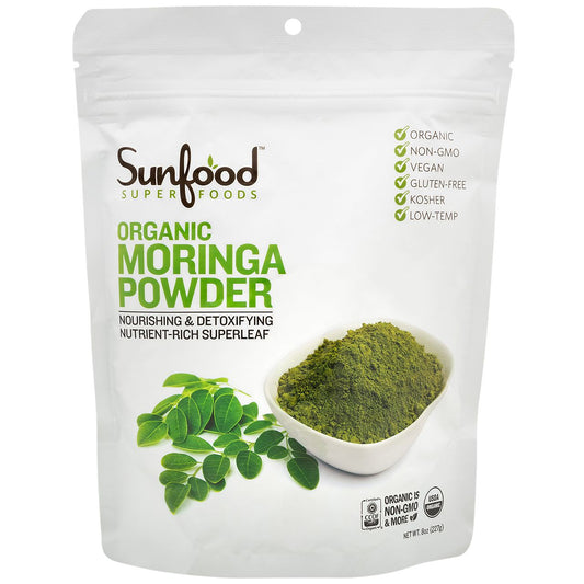 Raw Organic Moringa Powder - Nourishing & Detoxifying Nutrient-Rich Super Leaf (56 Servings)