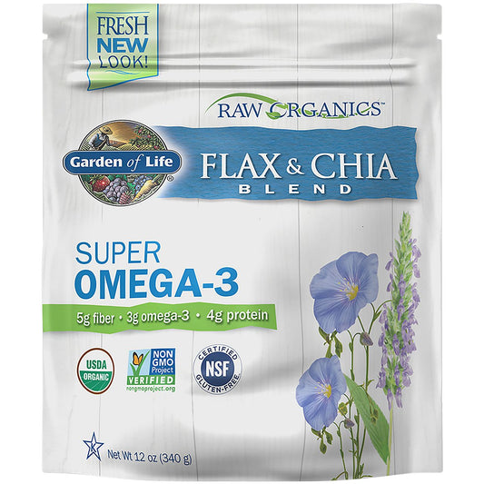 Raw Organic Flax Seed & Chia Blend with Super Omega-3s (24 Servings)