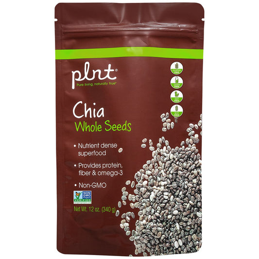 Whole Chia Seeds - Source of Protein, Fiber, & Omegas - Non-GMO Superfood (12 oz.)