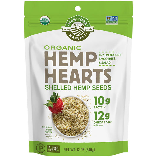Organic Hemp Hearts - Raw Shelled Hemp Seeds (12 Ounces)