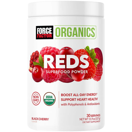 Organic Reds Superfood Powder - Boost All Day Energy - Black Cherry (30 Servings)