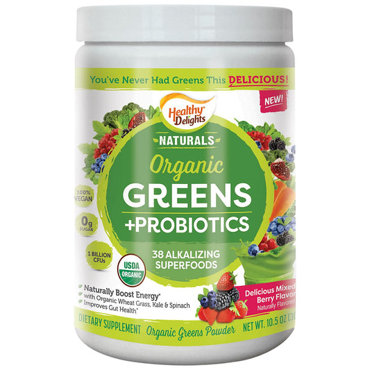 Organic Greens Alakalize Superfood Powder + Probiotics - Naturally Boost Energy - Mixed Berry (30 Servings)